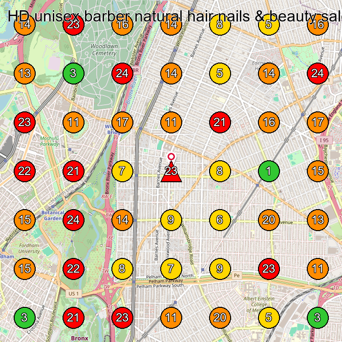 HD unisex barber natural hair nails & beauty salon Beauty Salon GeoGrid ranking map for Bronx NY